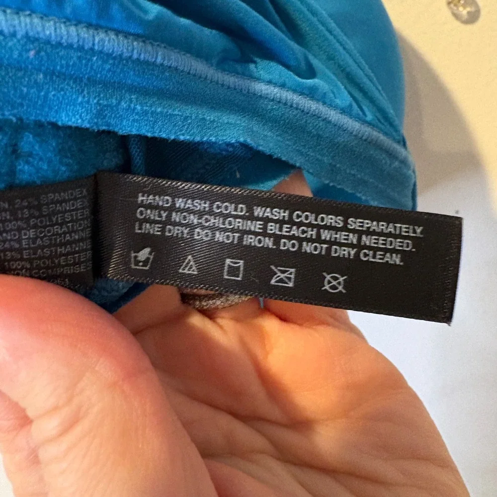 Natori‎ Teal Lace Trim Balconette Bra 32D Underwire Padded Adjustable Straps